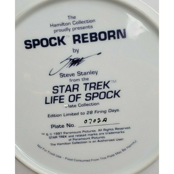 Vintage 1997 The Hamilton Collection Spock Reborn Star Trek Life Of Spock Plate - Picture 12 of 12